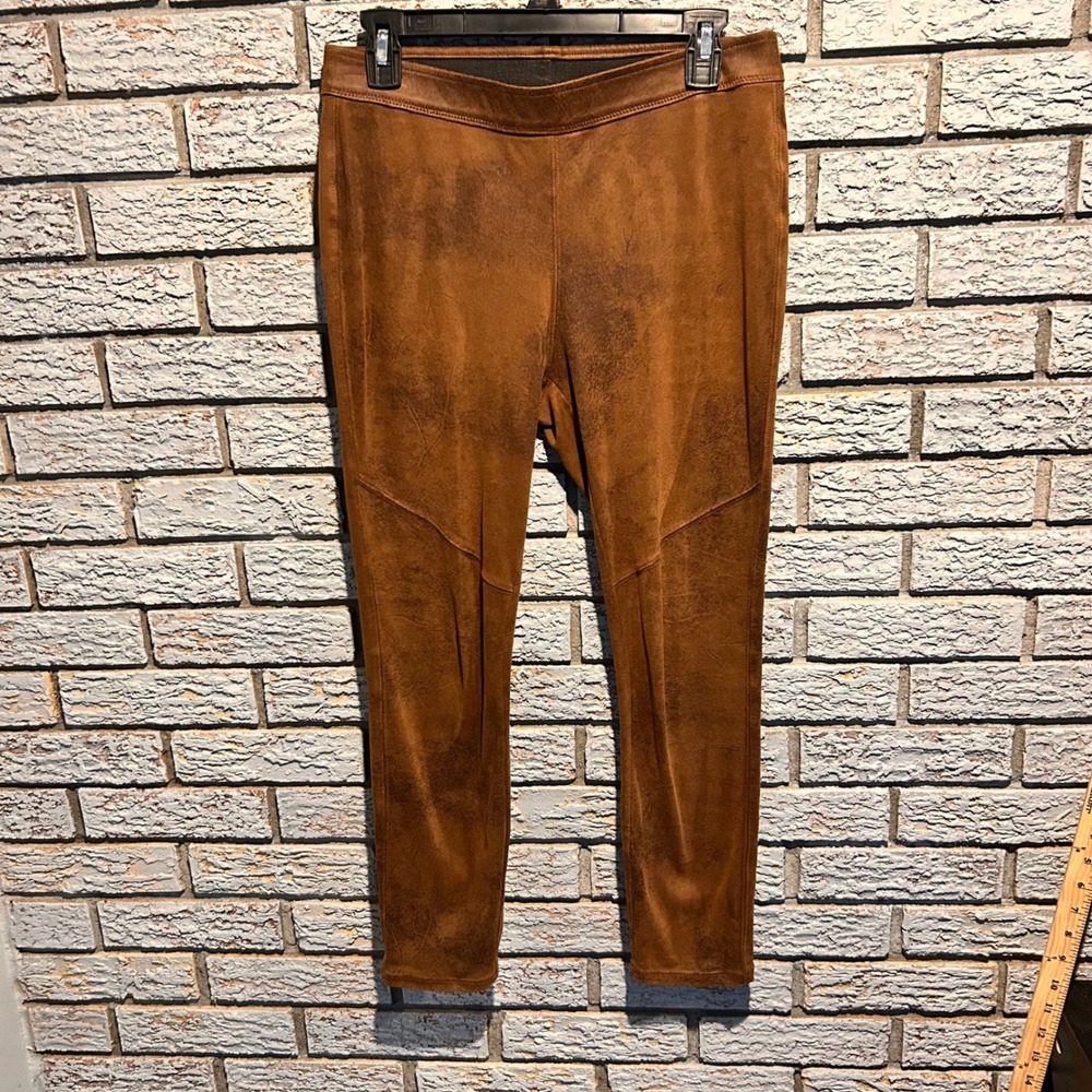 Free People Vegan Suede Leggings Brown Cognac Pull On Skinny Pants 27
